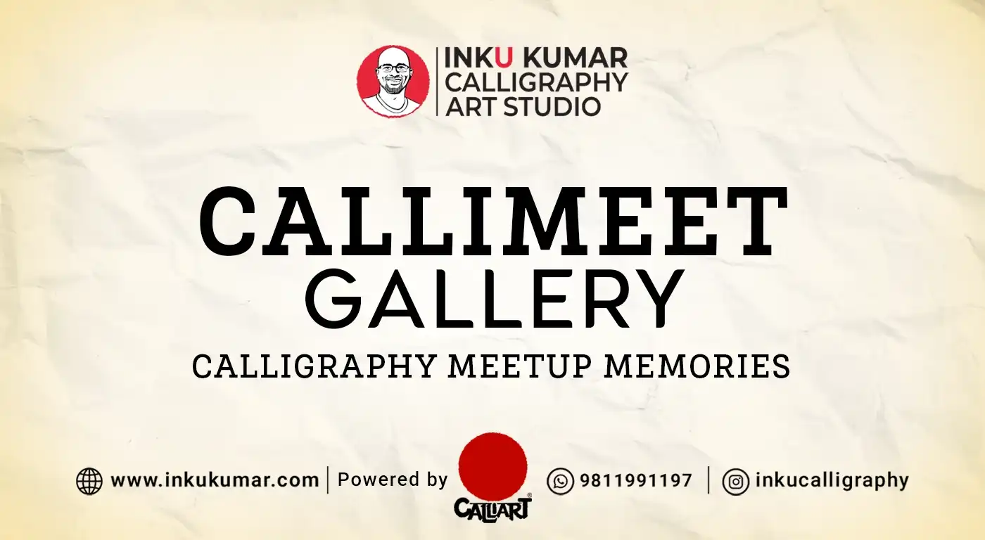 Calligraphy enthusiasts and artists at Callimeet, a monthly gathering in Delhi India led by Inku Kumar.
